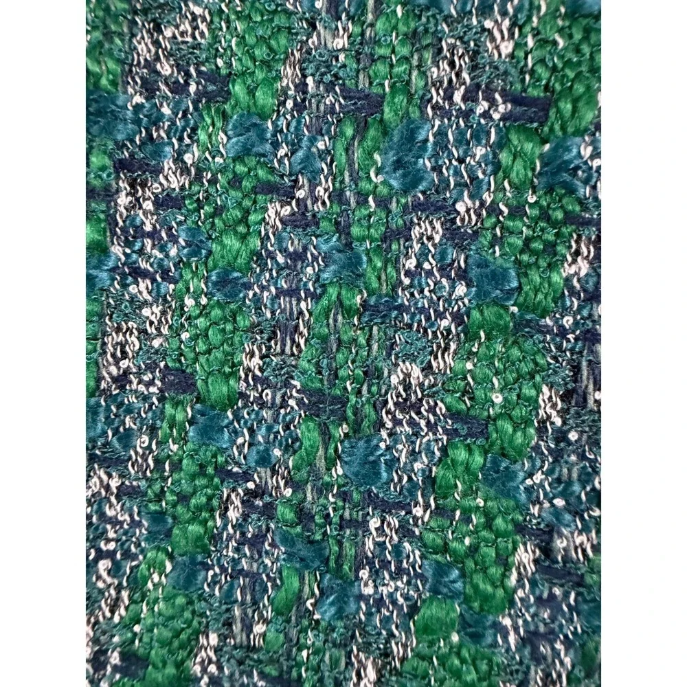 J.Crew‎ Tweed Woven Two-Piece Set Women Top XL Skirt 16 Green Blue Elevated